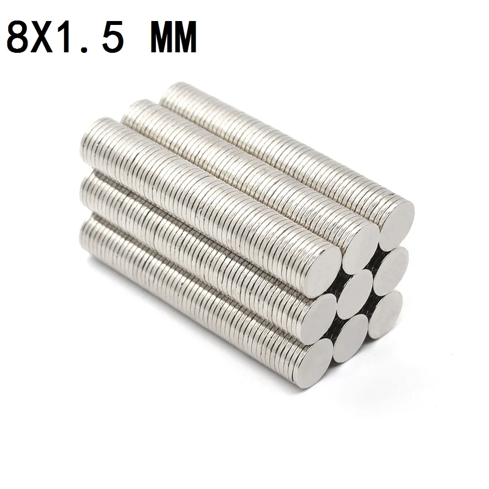 Neodymium Magnets Round Magnets 10-1000Pcs 8x1.5 Neodymium Magnet 8mm x 1.5mm N35 NdFeB Round Super Powerful Permanent Magnetic Disc