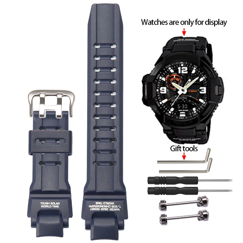 Waterproof Resin Strap with Metal Loop for Men's Sports Watch - Includes Installation Tools