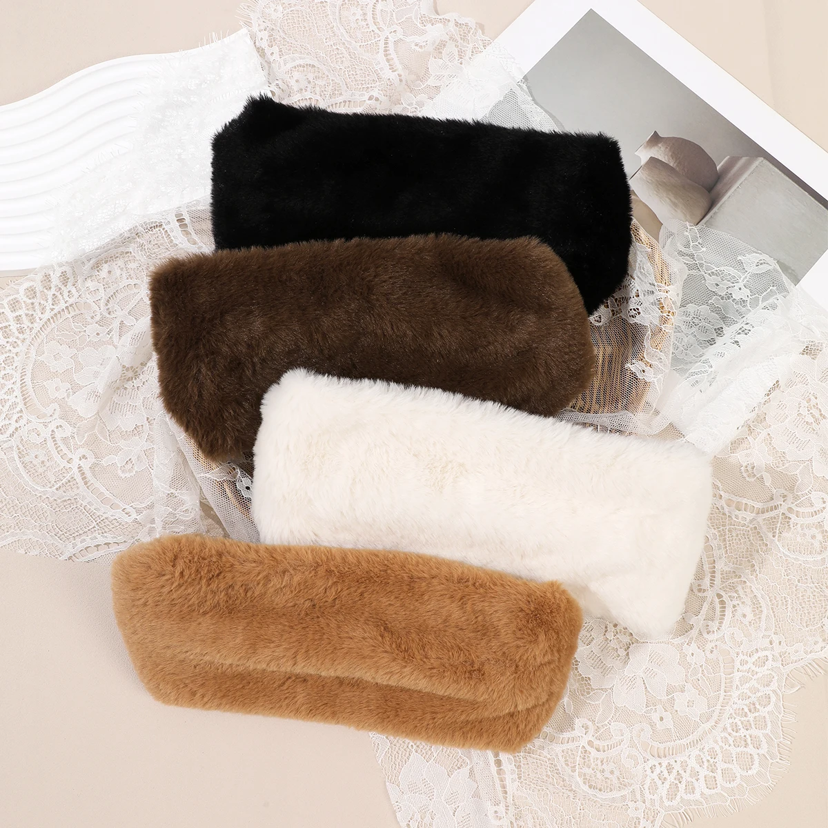 1pc New Winter Plush Headband Women Warm Elastic Hairband Headscarf Bandana Head Band Hair Accessories Fashion Retro Headwear