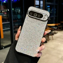 Luxury Glitter Sequins Sparkling Grid Pattern Phone Case - Fashion Bling Back Cover - Pixel 8Pro (White)