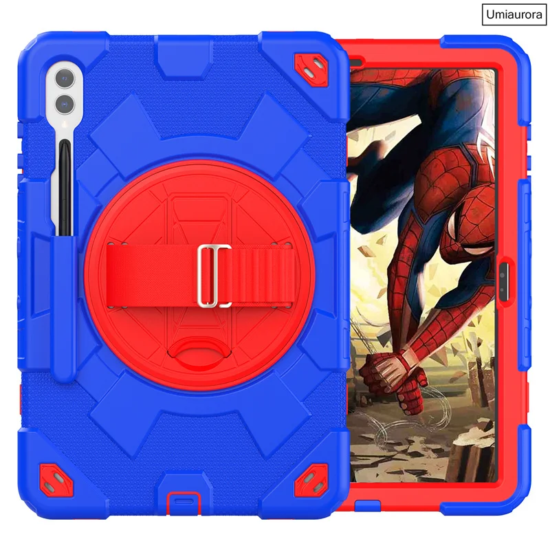 For Samsung Galaxy Tab S9 FE Plus 12.4 inch SM-X810 SM-X610 SM-X710 Tablet Case Kids PC Silicone Rotation Strap_voghion.com