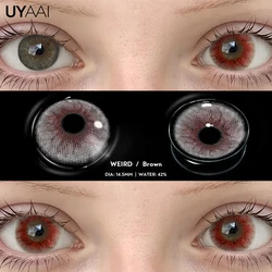 Vibrant Red Anime Cosplay Contact Lenses - Pink Costume Eye Lenses for Halloween and Role - Playing (Weird Brown)