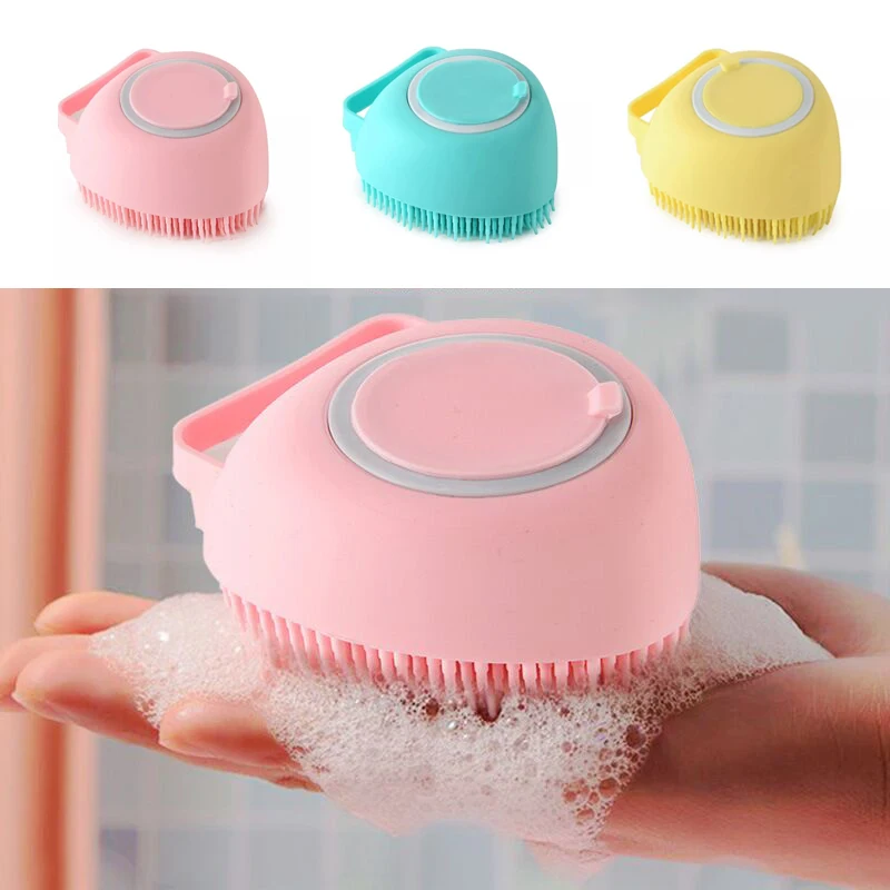Baby Bath Brush Massage Gloves Soft and Safe Silicone Comb with Shampoo Box Children's Accessories Baby Bath Beauty Tools baby brush baby bath sponge body brush baby bath gloves