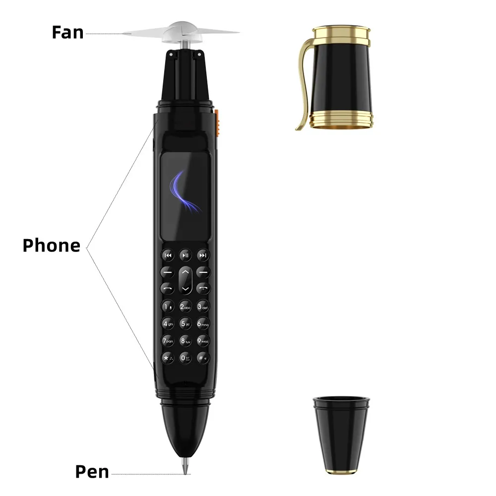SERVO K07 Plus mini Mobile Phone Pen Dual SIM Camera Fan Bluetooth Dialer Radio Recorder Magic Voice Cellphone Long standby time 2