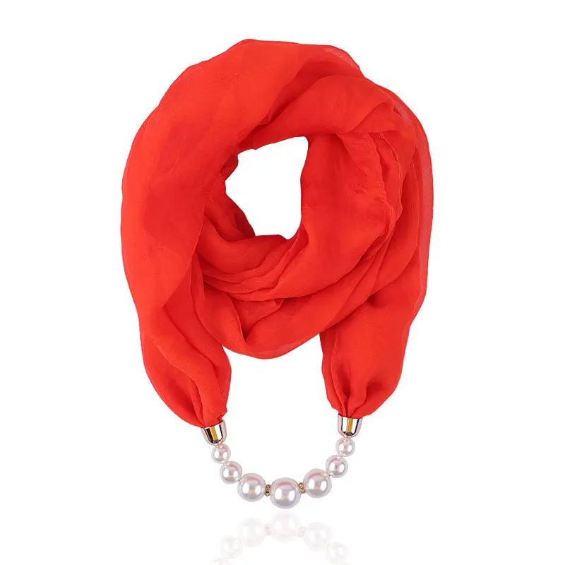 Sf71e4970d80540c8921d3f8aa915aeffA Solid color Jewelry Statement Necklace Pendant Scarf Women Neckerchief Foulard Femme Accessories Hijab Mallzona