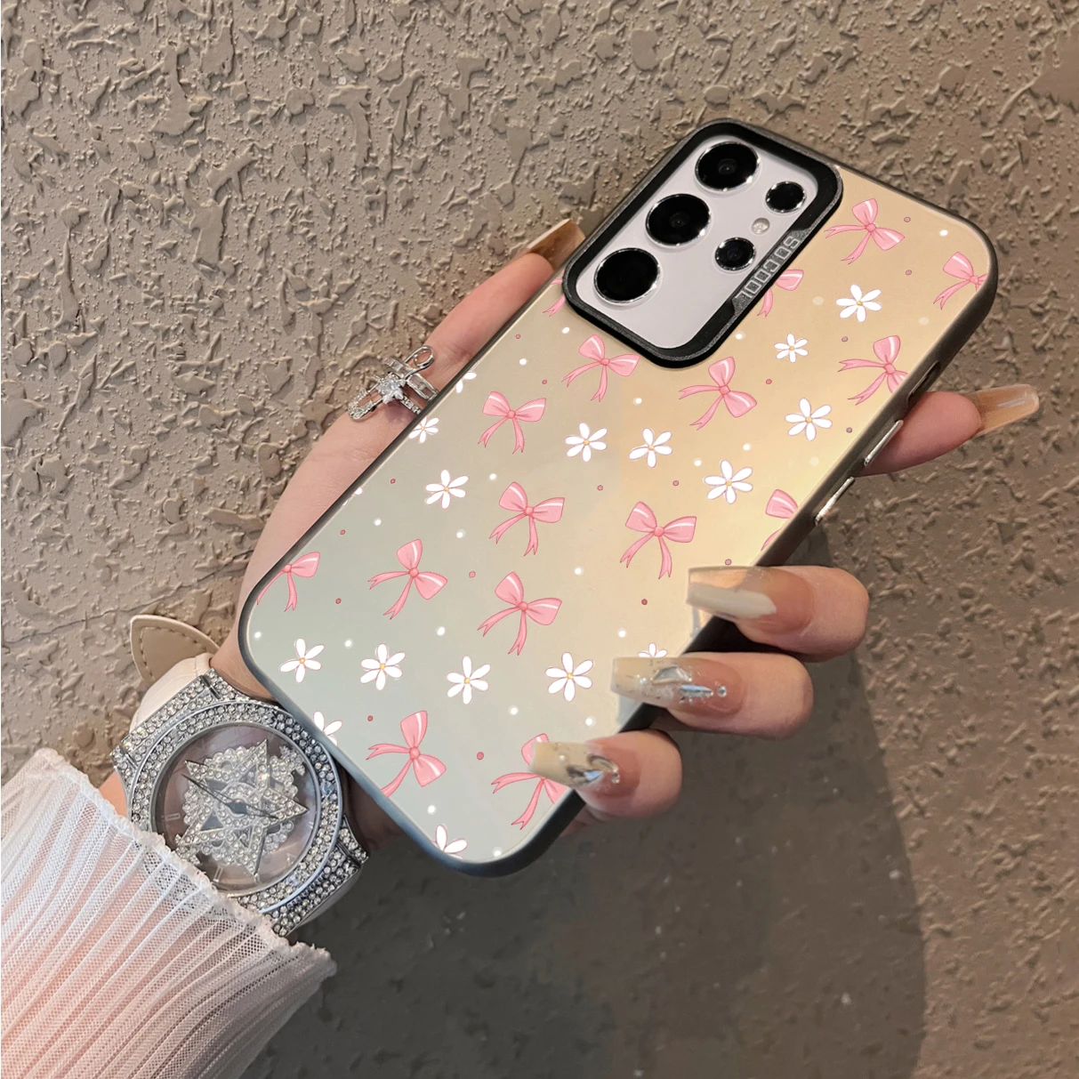 Charming Floral Bow Design Phone Case – Durable Hard PC IMD TPU Cover