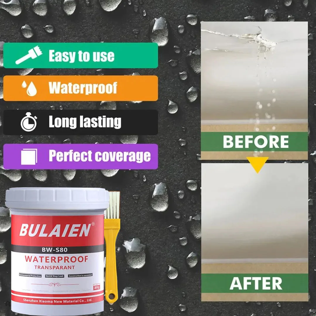 1pc BULAIEN Transparent Waterproof Sealant, 100g, Odorless Quick-Dry, Non-Destructive for Ceramic, Multi-Purpose Leak Repair Pai 4