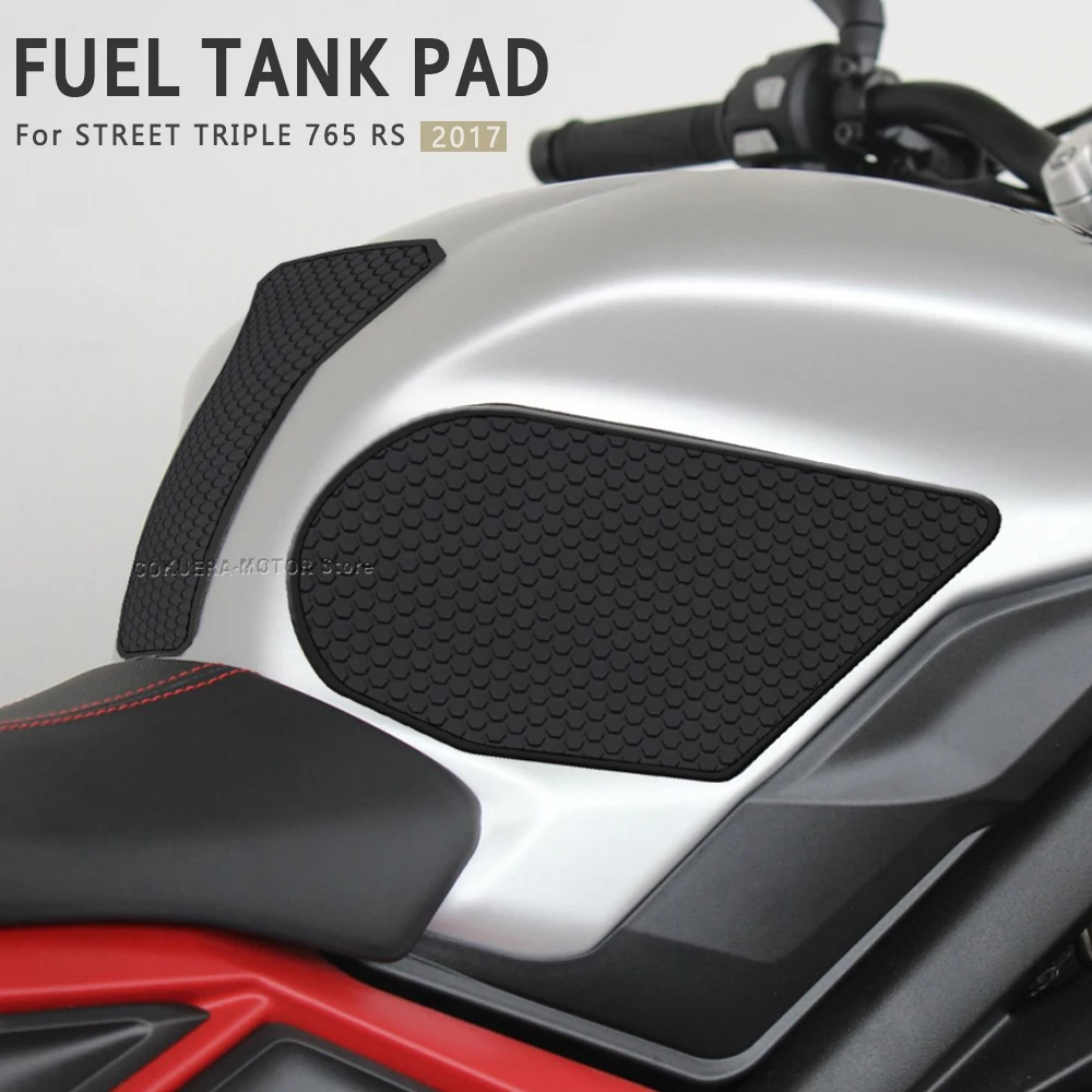 Non-Slip Side Fuel Tank Stickers Tank Pad Rubber Sticker Motorcycle accessories For Triumph Street Triple 765 RS