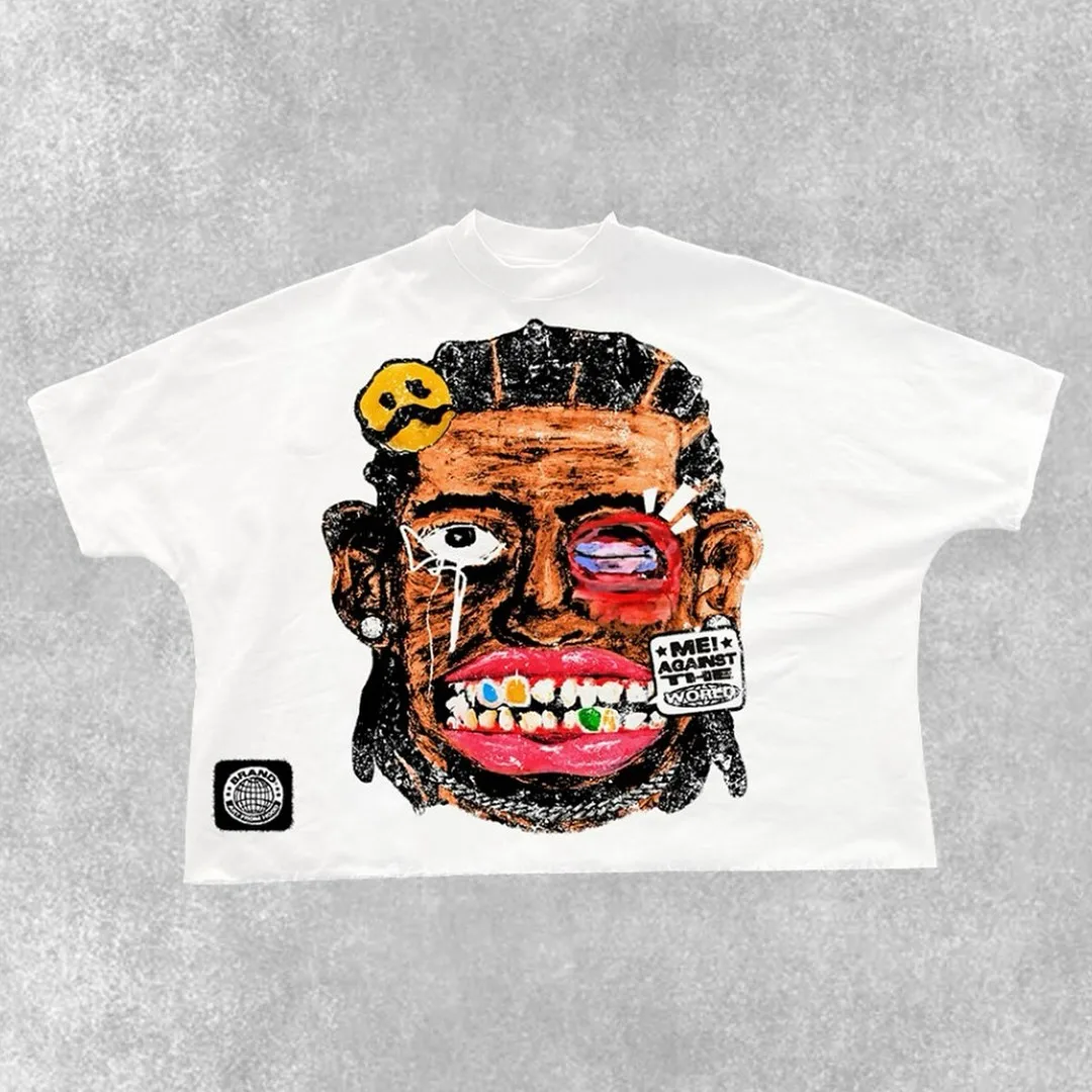 Camisetas holgadas de manga corta con estampado gráfico clásico retro Y2K, moda Harajuku, de gran tamaño, de corte gótico vintage para hombre