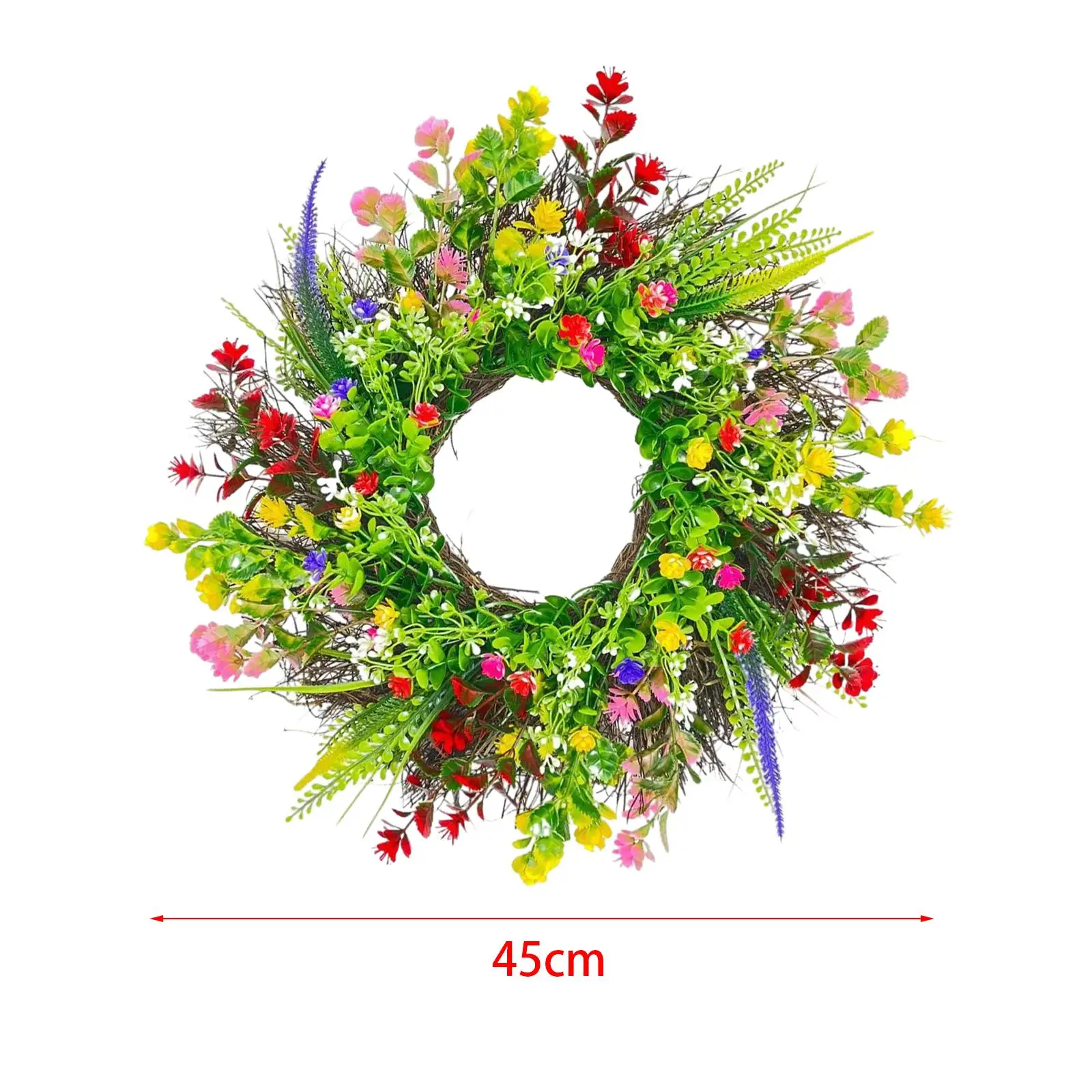 Spring Summer Wreath Artificial Flower Wreath for Festival Wall Farmhouse