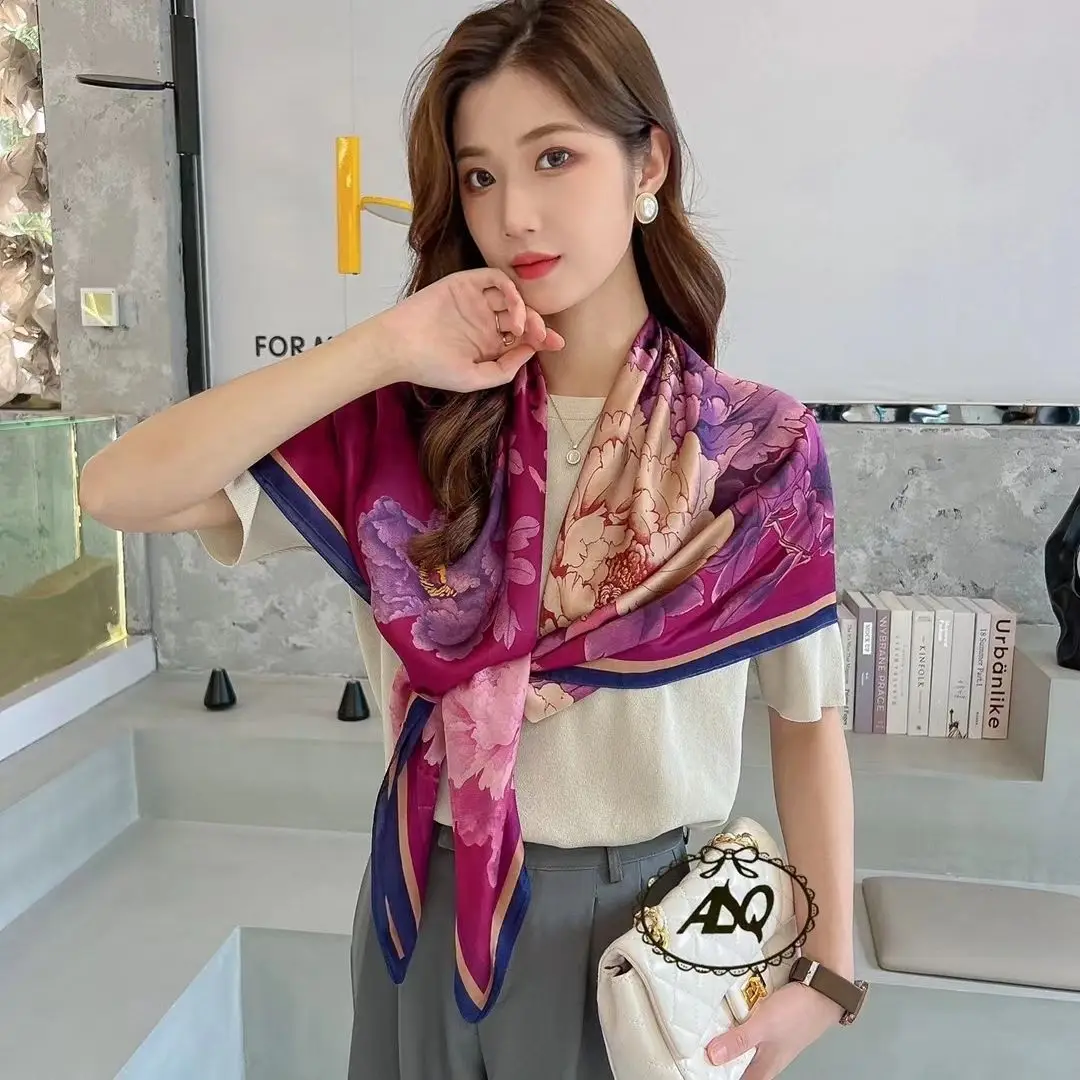 

Square silk Scarf New Design Casual Pashmina Women Fashion Summer Beach Hijab Stoles Female Neckerchief Headband Shawl Wraps