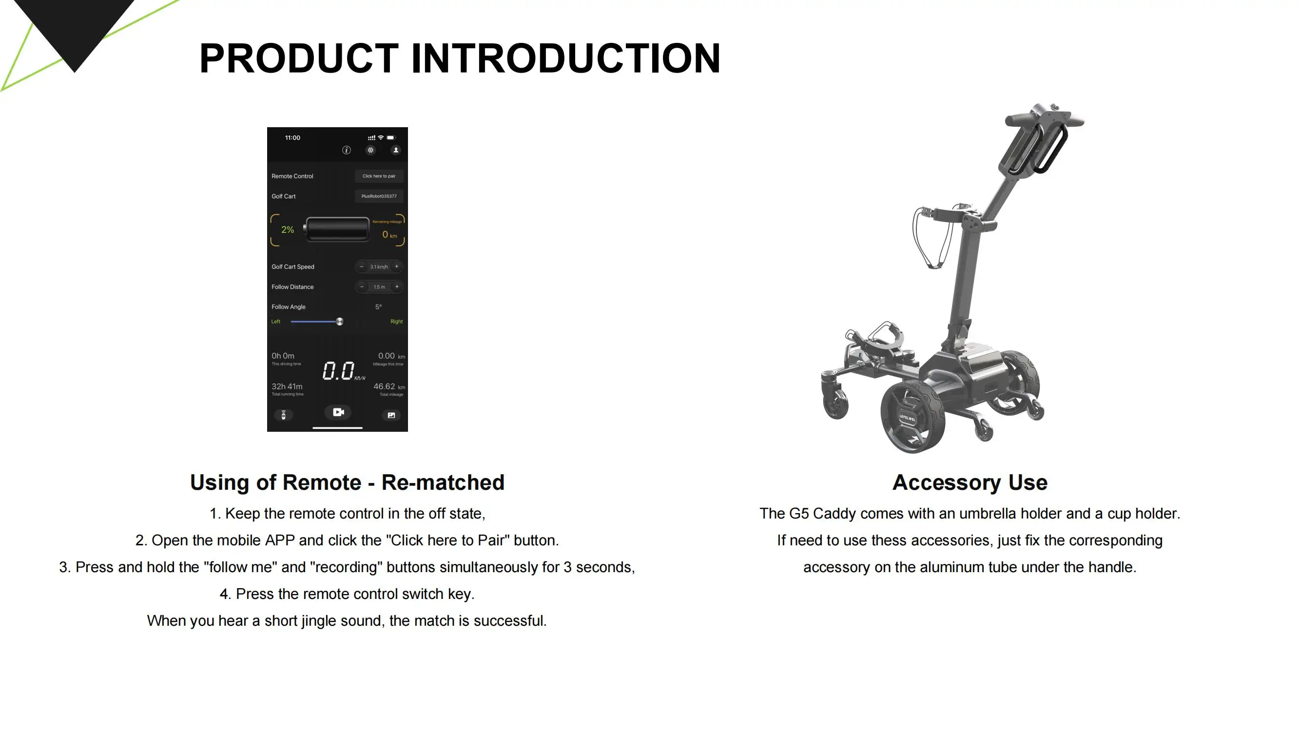 New Product G5 Golf Caddy Remote control and APP control golf cart automatic following golf trolley