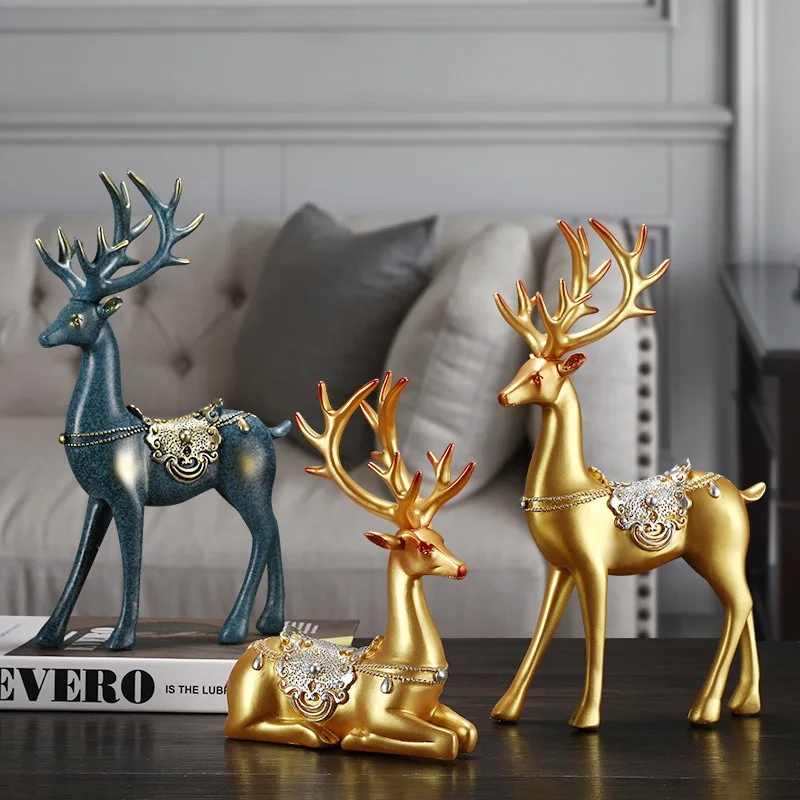 

Nordic Pair of Deer Resin Crafts Ornaments Home Living Room Office Desktop Wine Cabinet Decoration Housewarming Birthday Gift