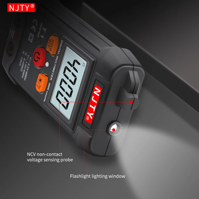 NJTY Mini Digital Multimeter AC/DC Voltage Meter 4000 Counts Smart Multimetro Ohm NCV Electrician Tools Measuring Instruments