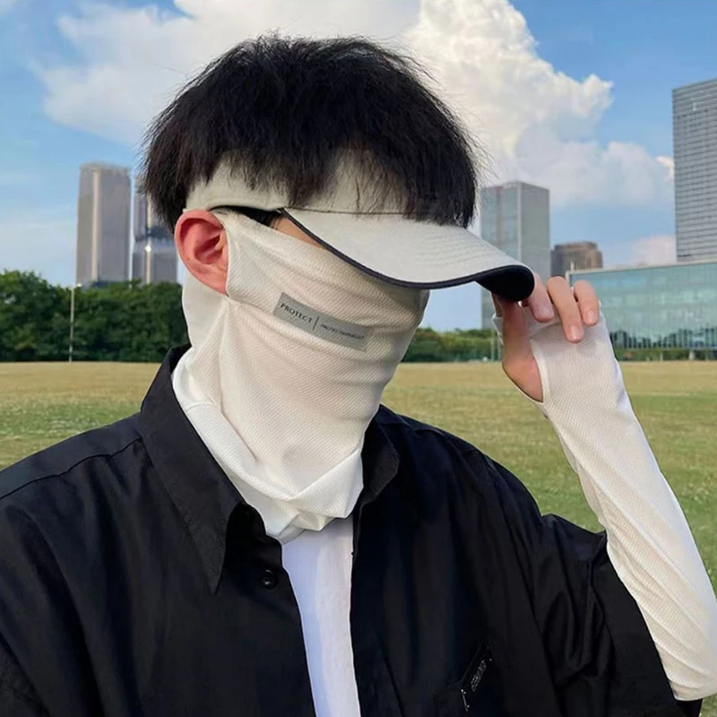 Pure Color Ice-Silk Face Mask Unisex UV Protection for Summer Outdoor Cycling