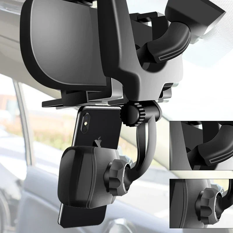 

Car Rearview Mirror Mount Mobile Phone Bracket Navigation GPS Stand Foldable Cell Phone Holder Multi-angle Adjustment Lazy Rack