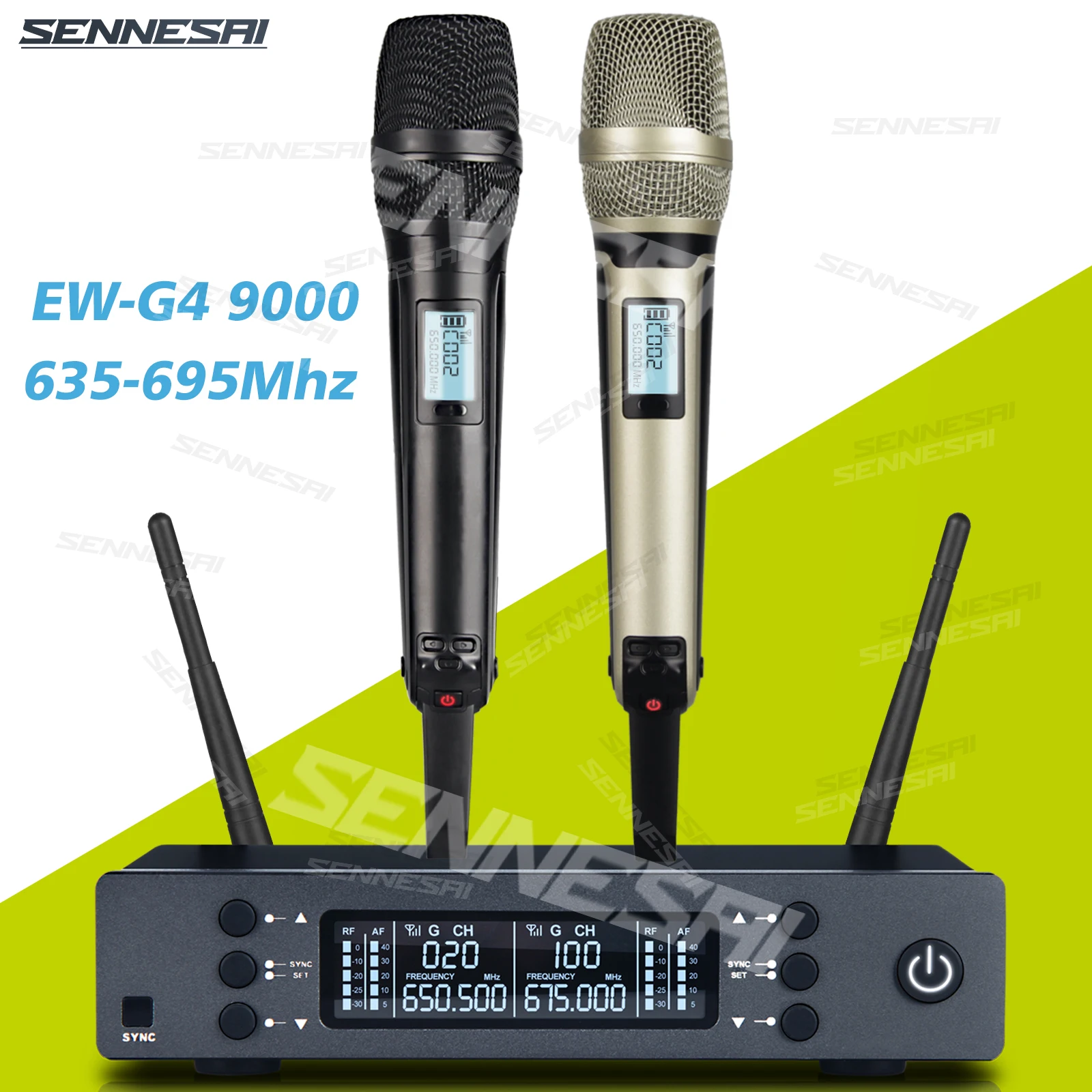 EW-G4 Professional Dual Wireless Microphone Stage Performance 2 Channels，UHF Karaoke Home System 600-699，Metal Handheld SKM9000