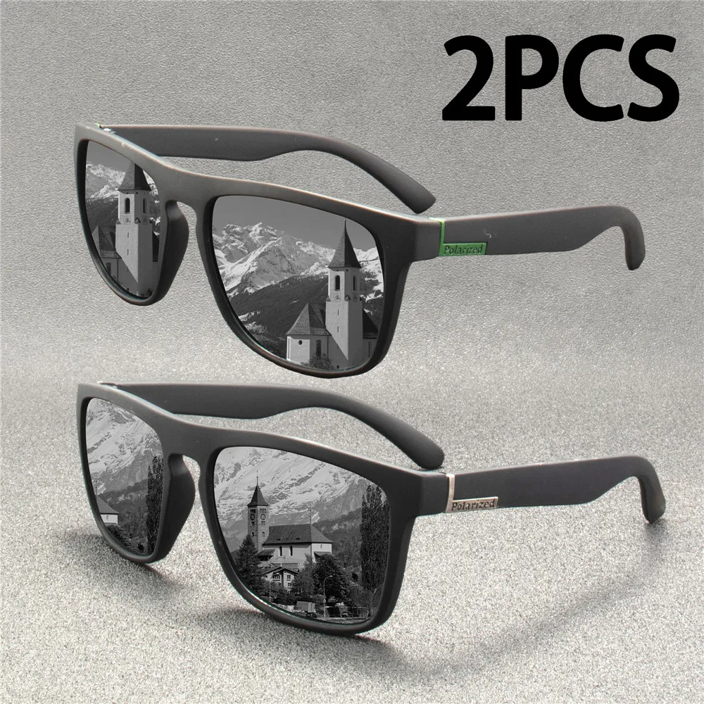 2PCS Mode Sonnenbrillen Männer Luxus Marke Designer Vintage Outdoor Fahren Sonnenbrille Männliche Brille Schatten Oculos