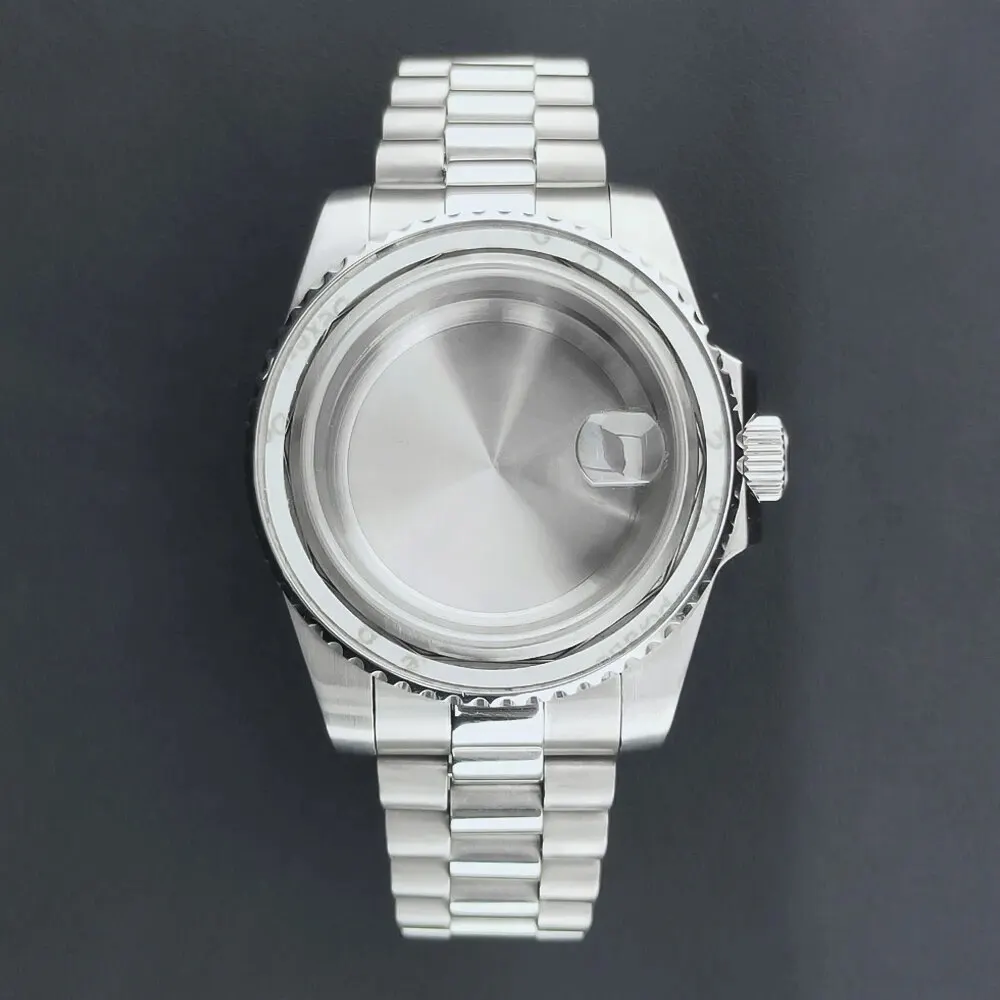 NEITON Sapphire Glass Watch Case with Presidential Strap - 40mm, 10 ATM Waterproof