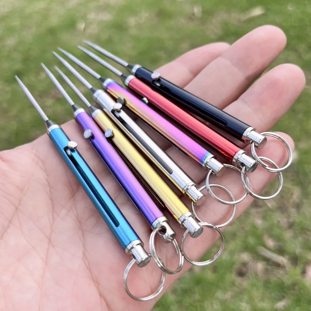Adjustable Length Titanium Steel Hookah Shisha Foil Poker Hole Puncher Toothpick Fruit Needle Tool Portable With Keychain 1pc hookah accessories