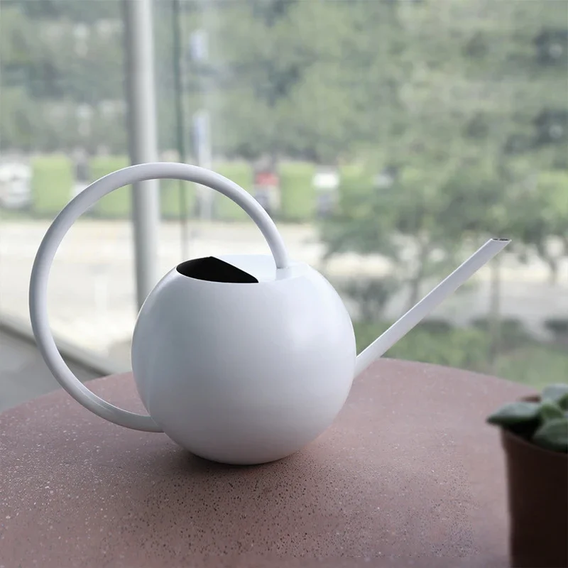 Stainless steel long mouth watering kettle household shower pot gardening big spray kettle metal sprinkling water jug