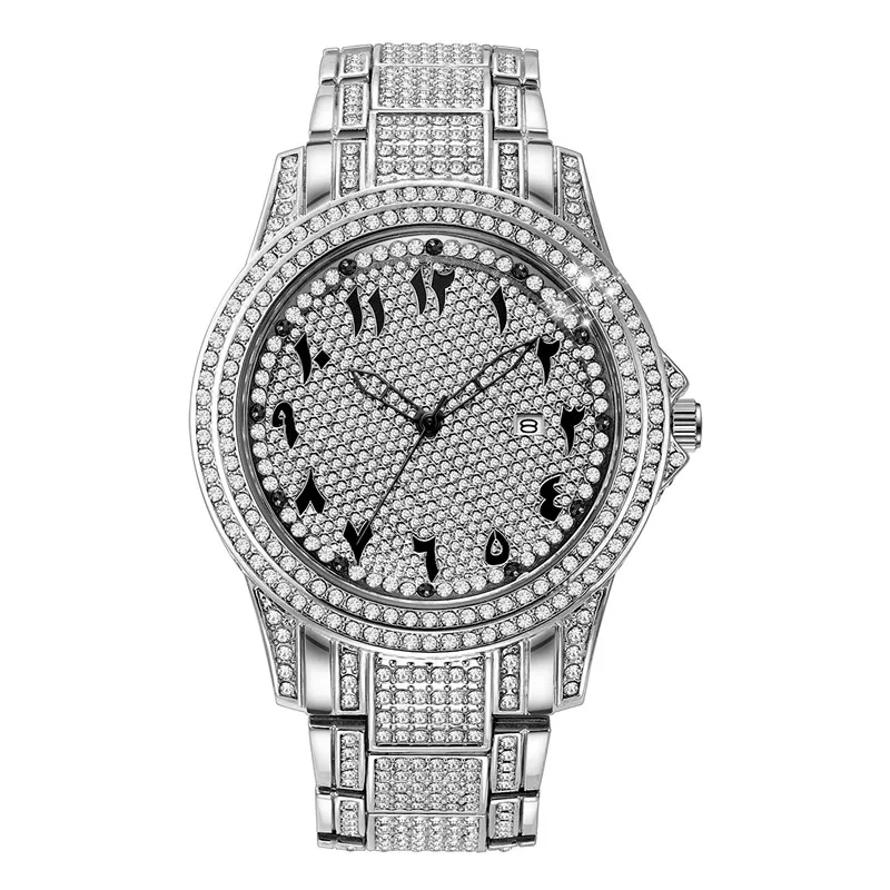 Big Brand Luxury Watches For Men Hip Hop Diamond Fashion Casual Alloy Band Date Quartz Vintage Watch Montres de Marque de Luxe