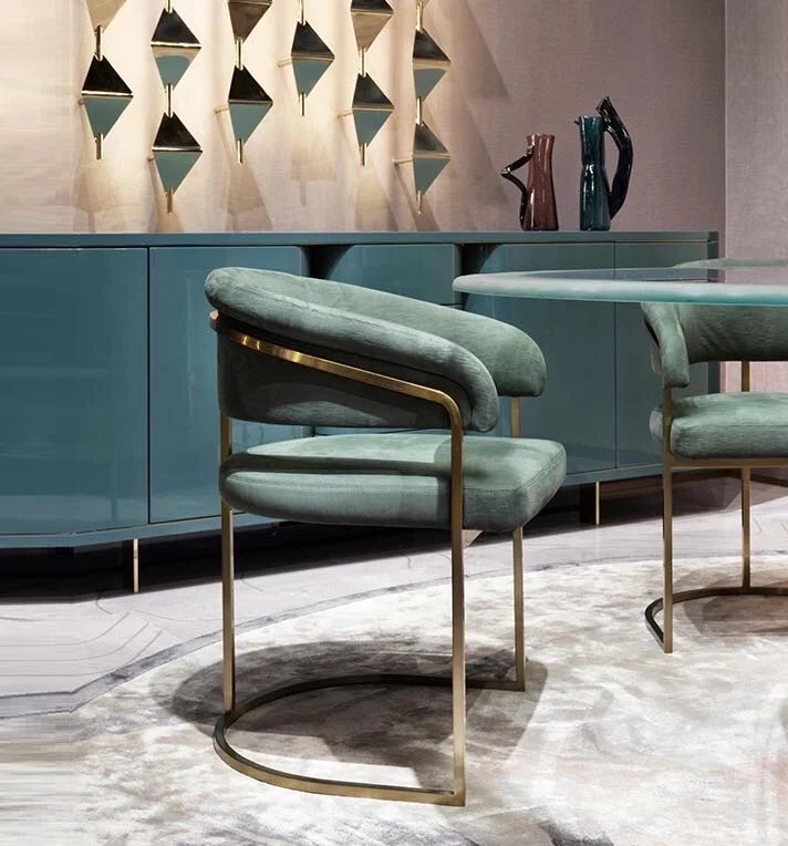 

Лидер продаж 2022, роскошный обеденный стул из нержавеющей стали с бархатной обивкой, стул для ресторана для дома, отеля, свадьбы