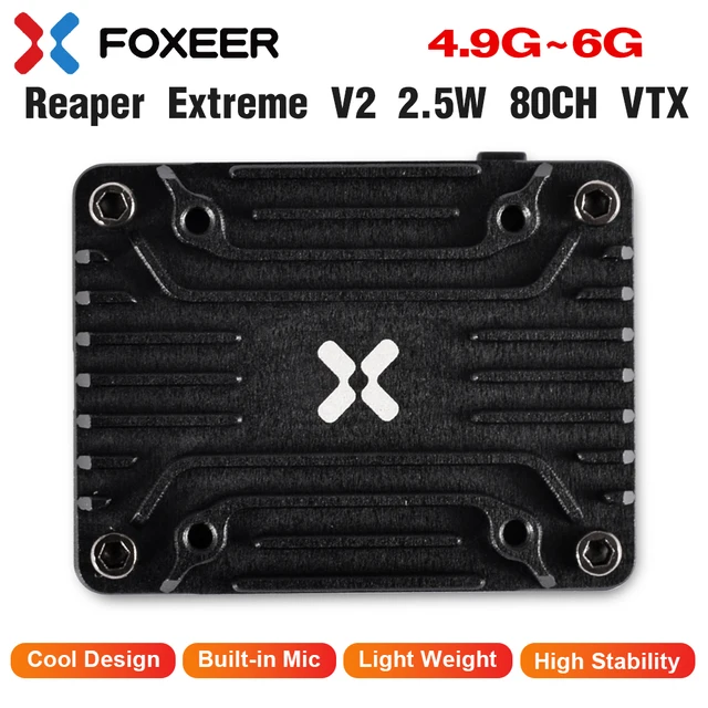 Foxeer 5.8G Reaper Extreme V2 2.5W High Power 72CH VTX FPV Video Transmitter with CNC Shell Built-in Mic for RC FPV Drones 5