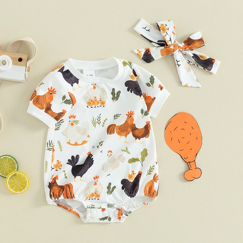 

Baby Boy Girl Summer Clothes Free Range Rooster Romper Bodysuit Funny Chicken Lover Gift Infant Bodysuits