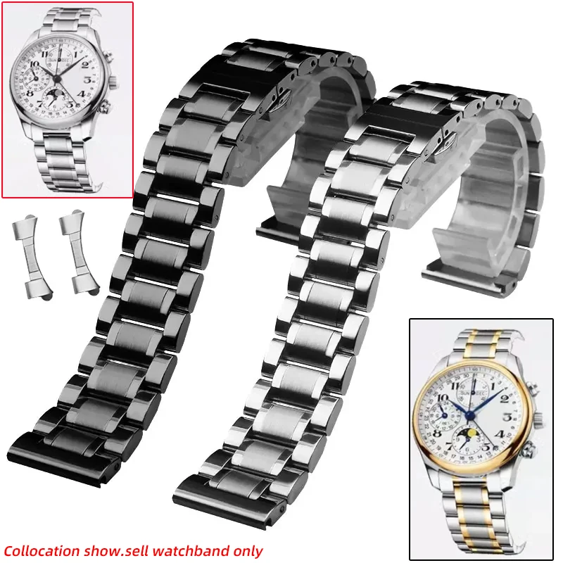 Curved Stainless Steel Watch Strap Bracelet for Men and Women, Chain Style, Universal Sizes 18-24mm