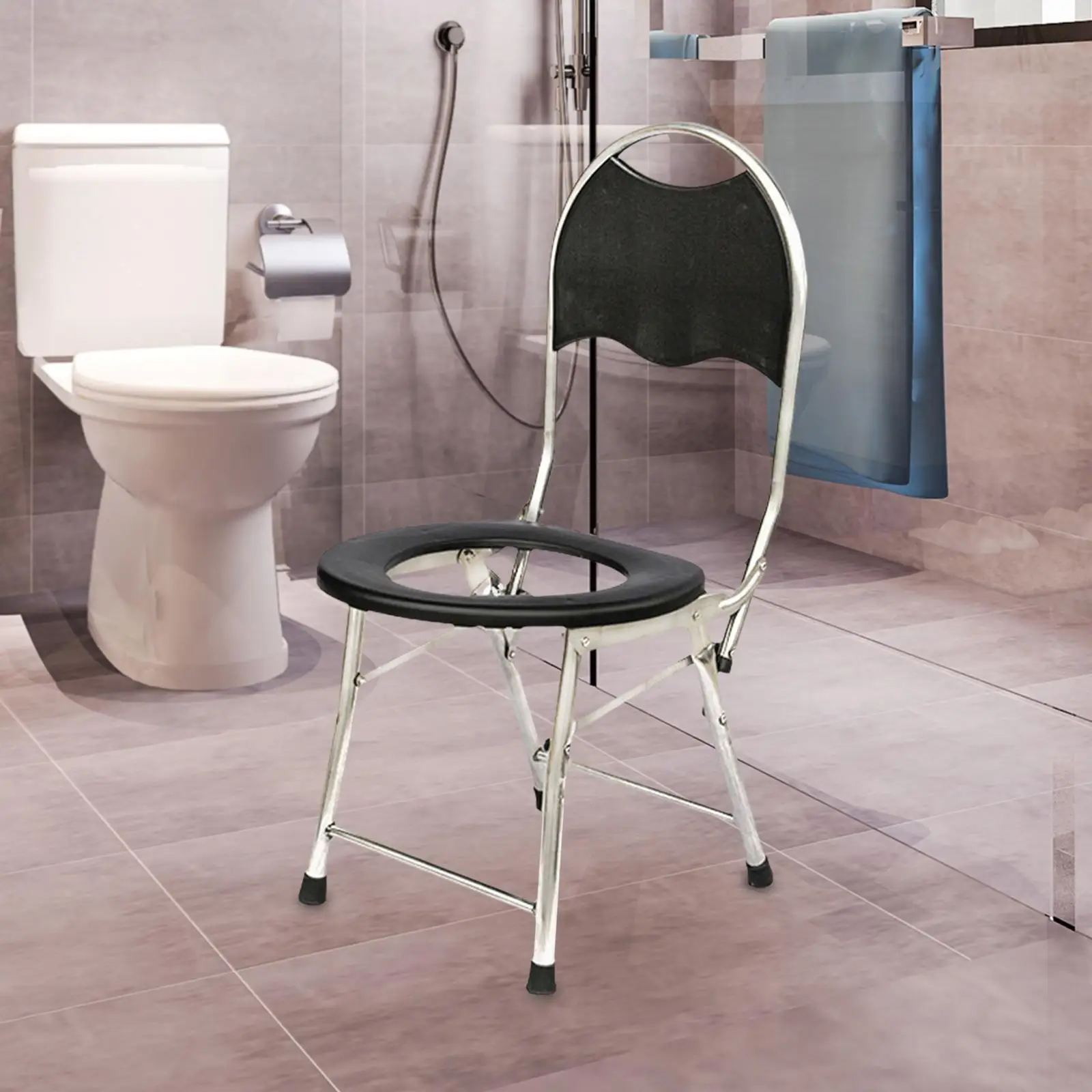 Raised Toilet Seat with Back Squat Toilet Stool for Toilet Bathroom Elderly 2