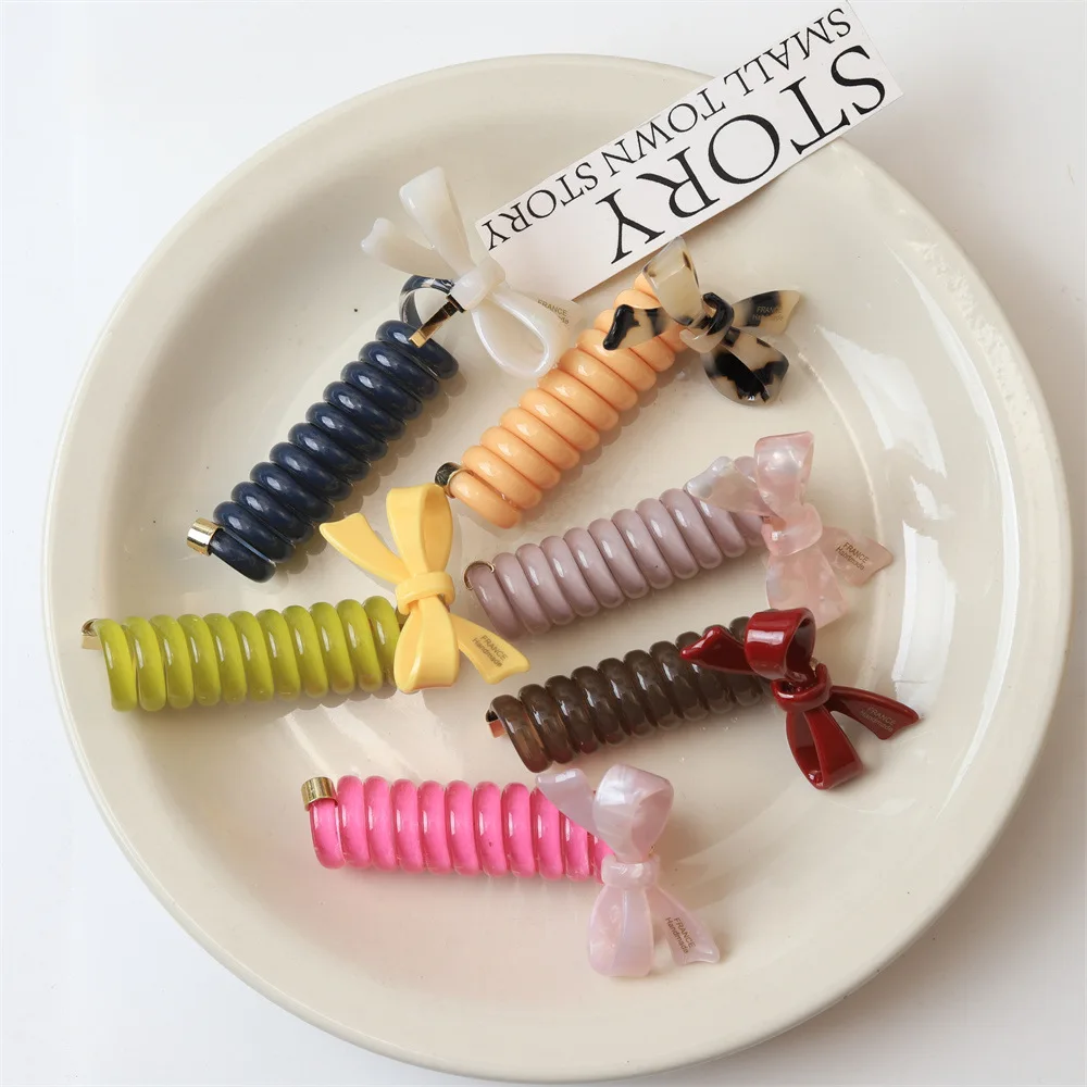 

Summer New Cute Acetate Bow Bubble Braid Hair Artifact Head Rope Korean Women's High-quality Telephone Cable Hair Ring
