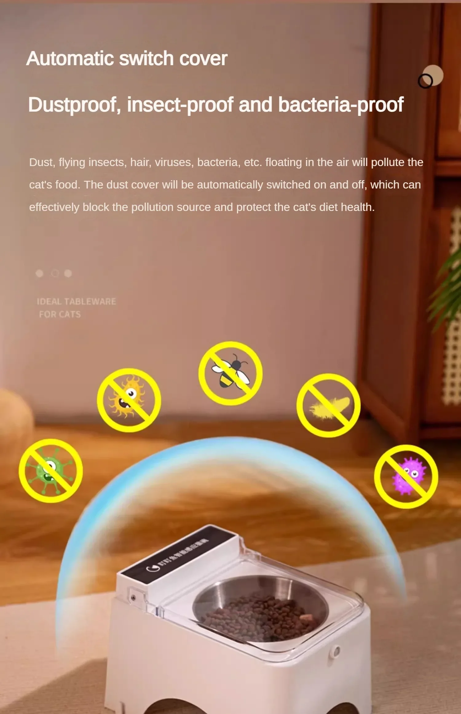 Cat Feeder Automatic Automatic Pet Feeder, Infrared Sensor Lid