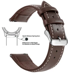 Luxury Top Grain Genuine Leather Quick Release Watch Band Strap - 12mm (Dark Brown W Silver)