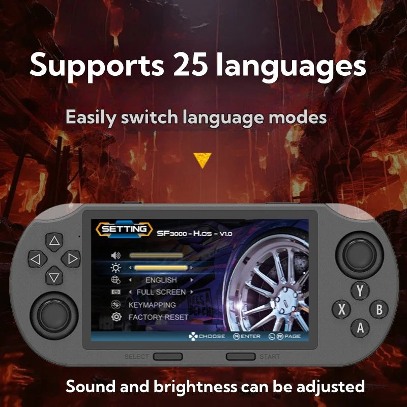 SF3000 Portable Retro Handheld Game Consoles 4.5 Inch IPS Screen Portable Game Player Built-in 20000+ Games For PS1/GBA/SFC/GBC