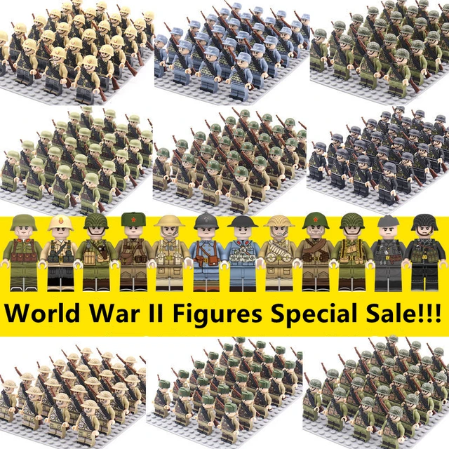 New 24pcs/lot WW2 Military Soldier Array Soviet US UK Germany China Figures Building Blocks Children Toy War Toys Christmas Gift 1