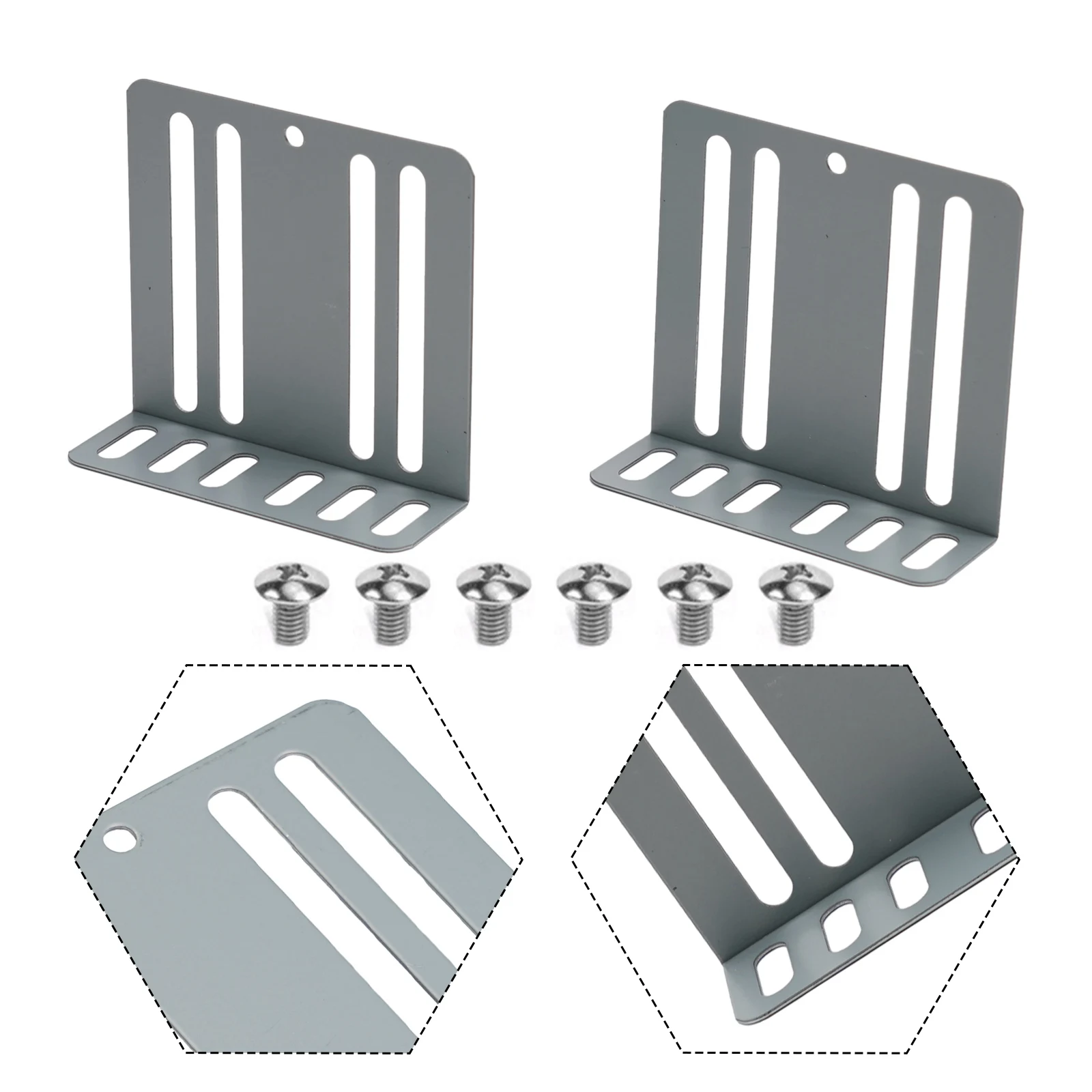 

Installation Kit Car Radio Mounting Accessory Replacement Silver Universal Metal 2 Brackets 70x75x24mm 8 Screws