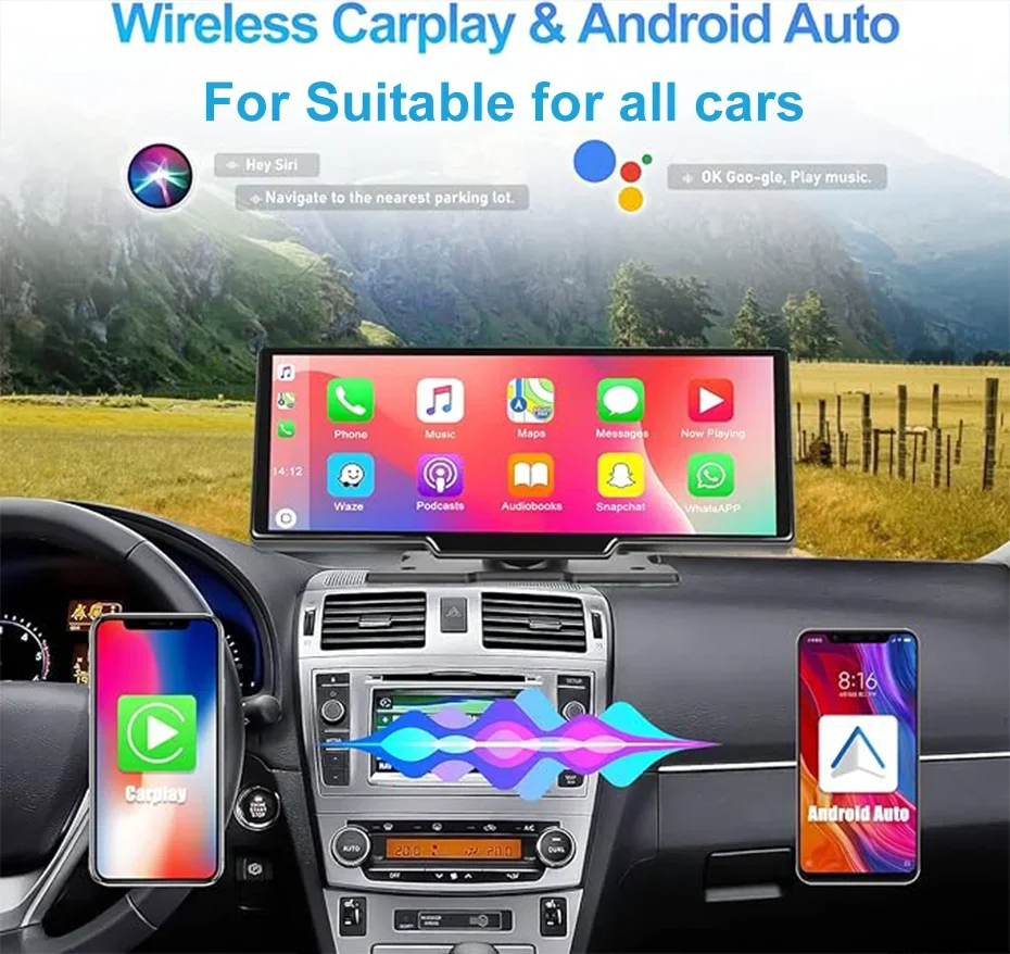Byseven 2023 Android Auto Radio Upgrade Dash Cam Wireless Carplayr, Autoradio Touch Screen Hd Da 9.3 "Con Trasmettitore Bluetooth/Fm