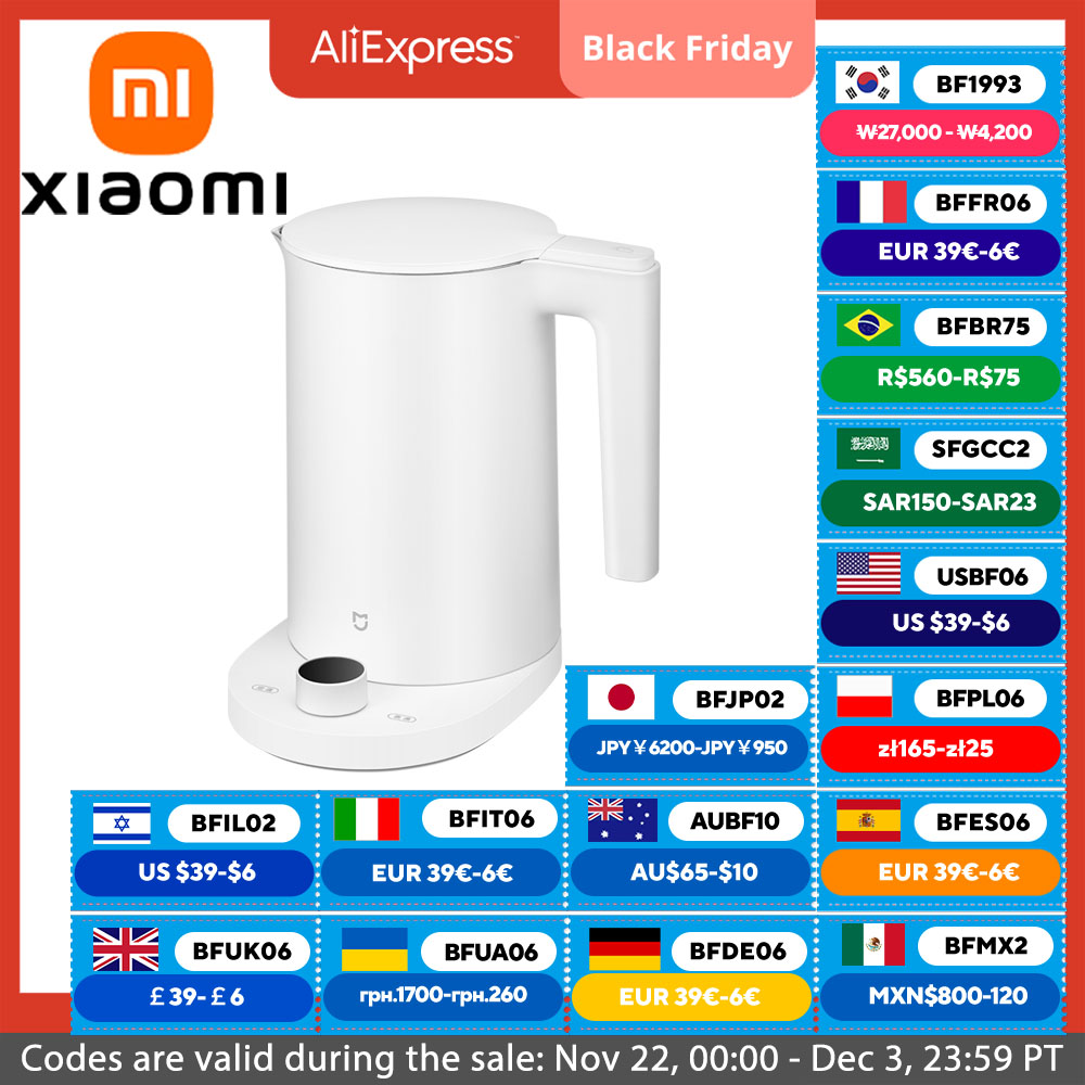 XIAOMI MIJIA Thermostatic Electric Kettles 2 Pro,Tea Kettle for Hot Water, Coffee & Tea,1.7L,With Auto Shut-Off,220V,CN Version