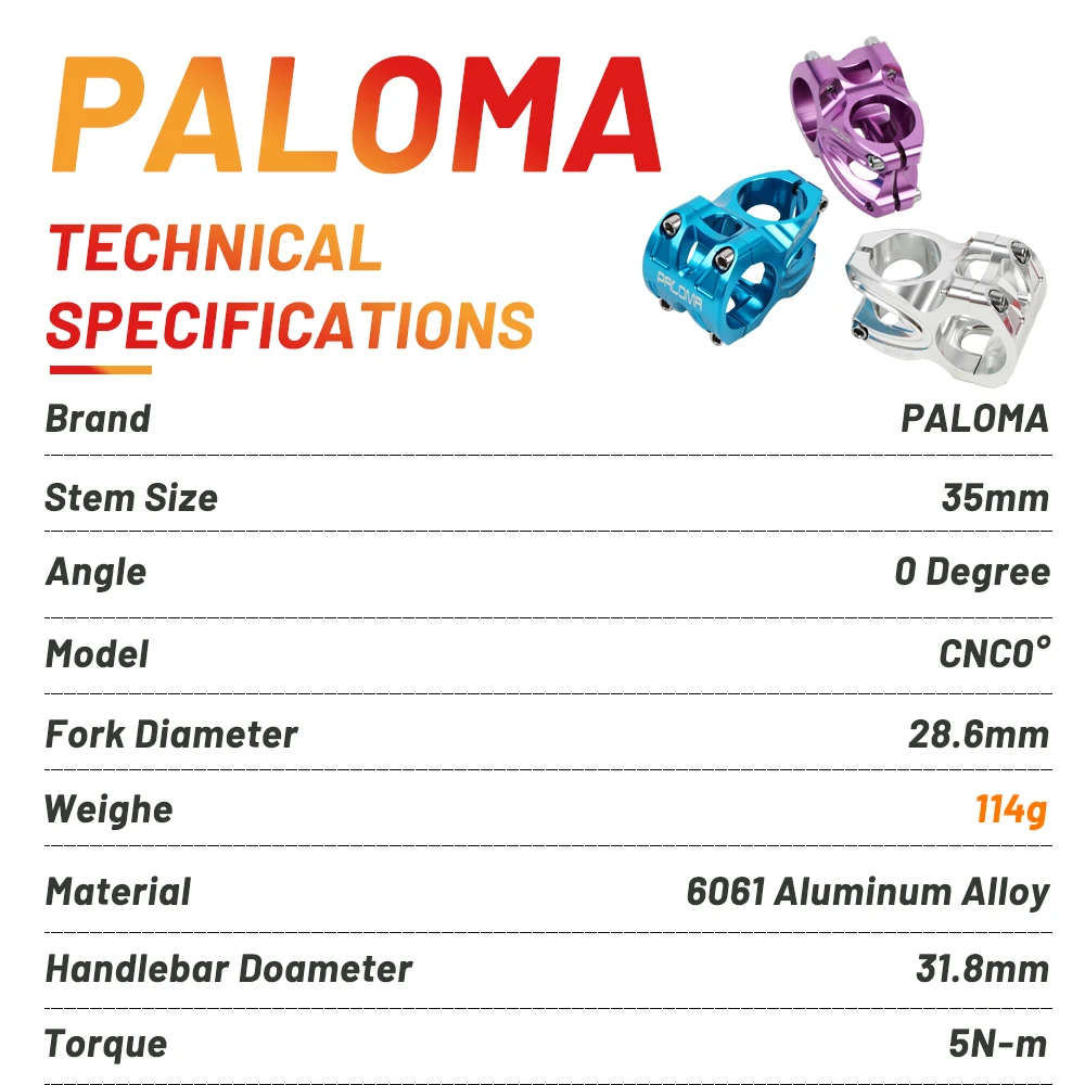 Paloma-Ultraleichter Fahrradvorbau, MTB, CNC, kurzer Vorbau, Durchmesser 31,8, Aluminium, 0 Grad, 35 mm, 6061 – Detail 3