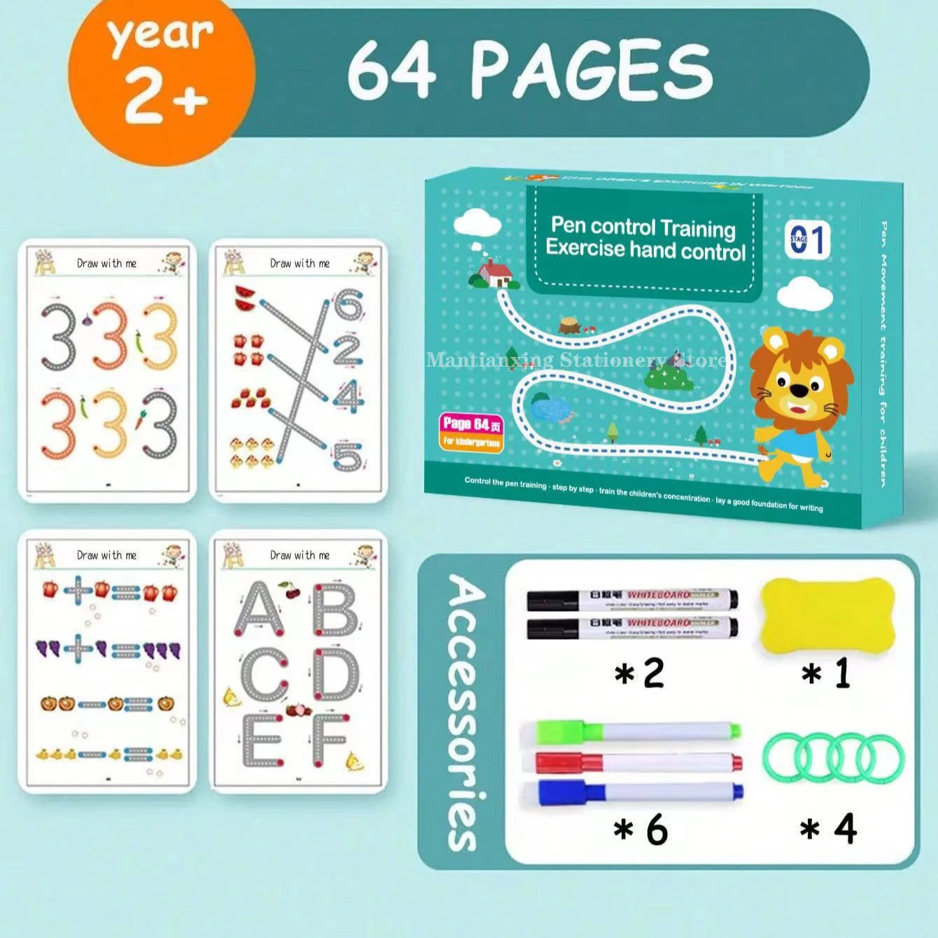 Magical Tracing Workbook Montessori Child Drawing Tablet Pen 