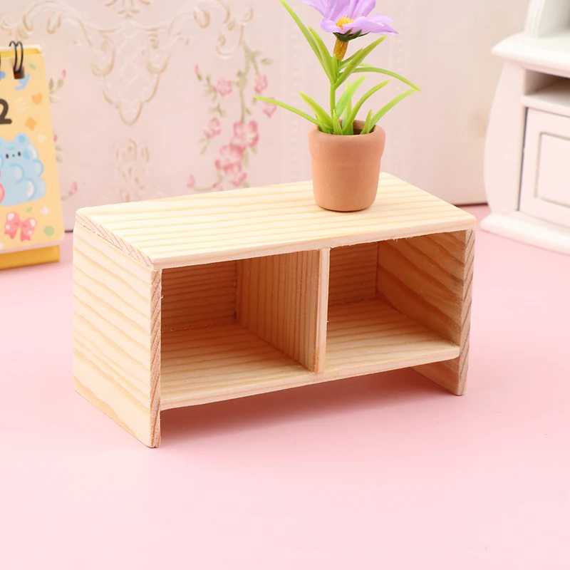 

1/12 Dollhouse Simulation Miniatuure Wooden Table TV Cabinet Miniature Furniture Accessories Dolls House Living Room Scene Decor