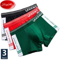 LANGSHA 3Pcs/Set Pure Cotton Boxer Mens Underwear Breathable Men Underpants Male Pure Men Panties Shorts Soft Boxer Shorts 1