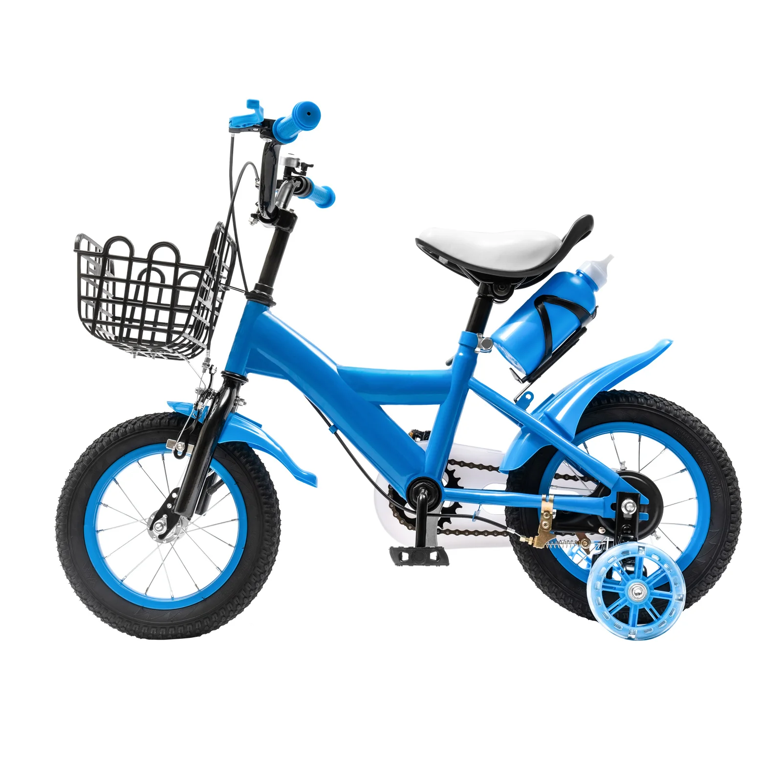 12" Kinderfahrrad mit verstellbarem Sitz Kinderfahrrad, Mountainbike-Trainingsräder Anti-Rutsch-Pedale Blau/Gelb/Rot – Detail 6