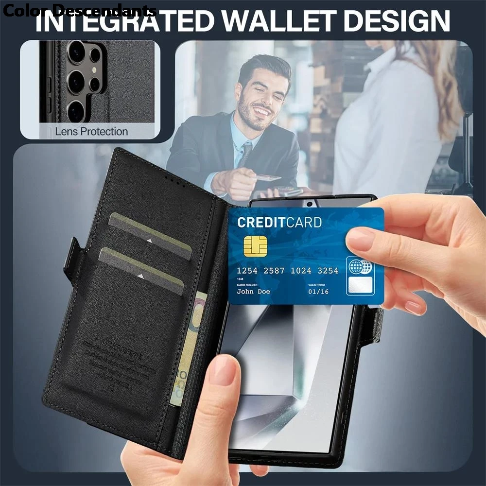 Leather Flip Wallet Case with Card Holder