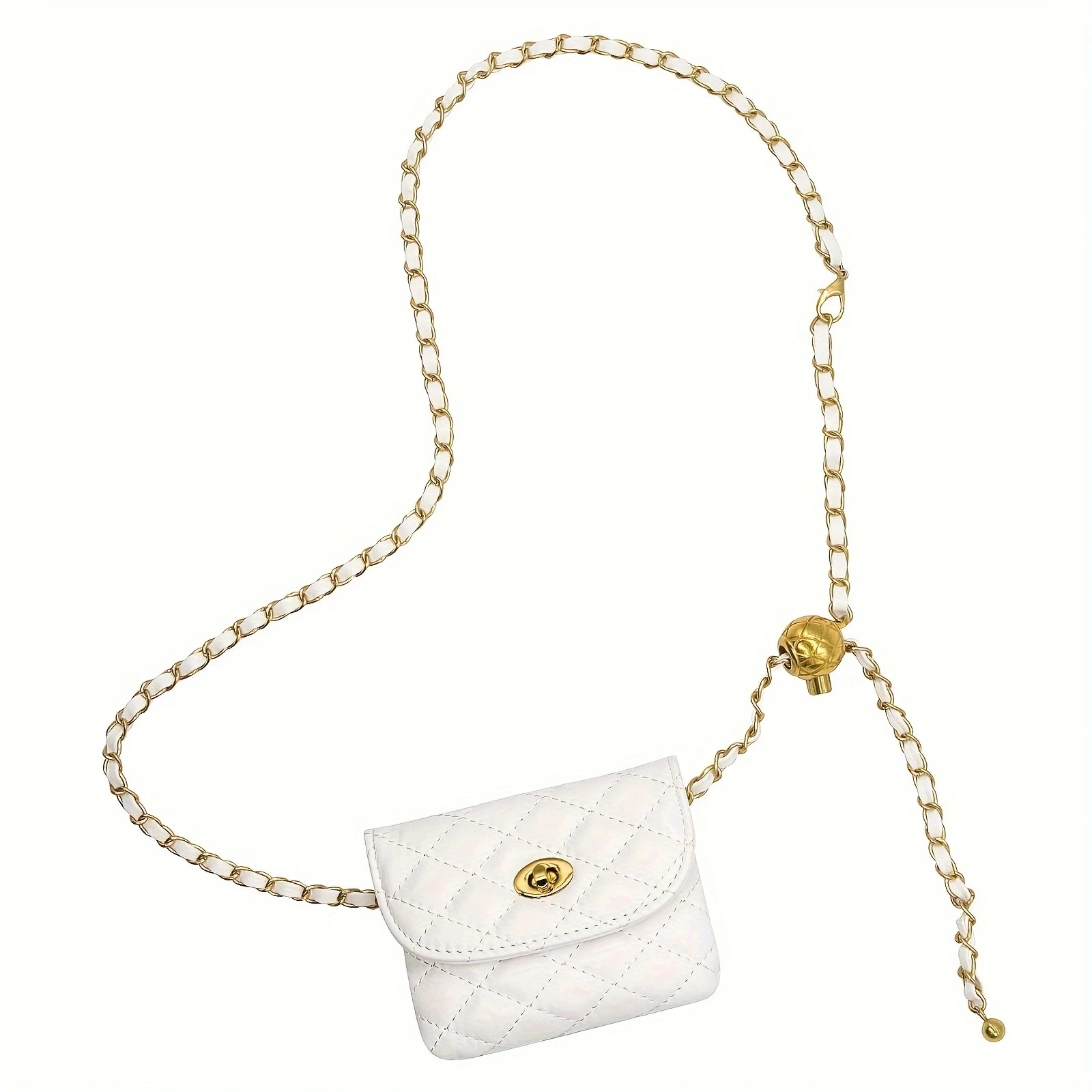 حقيبة خصر بسلسلة جلدية وحزام كتف للنساء وحقيبة كرو...