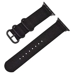 Sports Nylon Watch Strap - Adjustable and Breathable Bracelet Band for 42mm 44mm 45mm 49mm (Black)