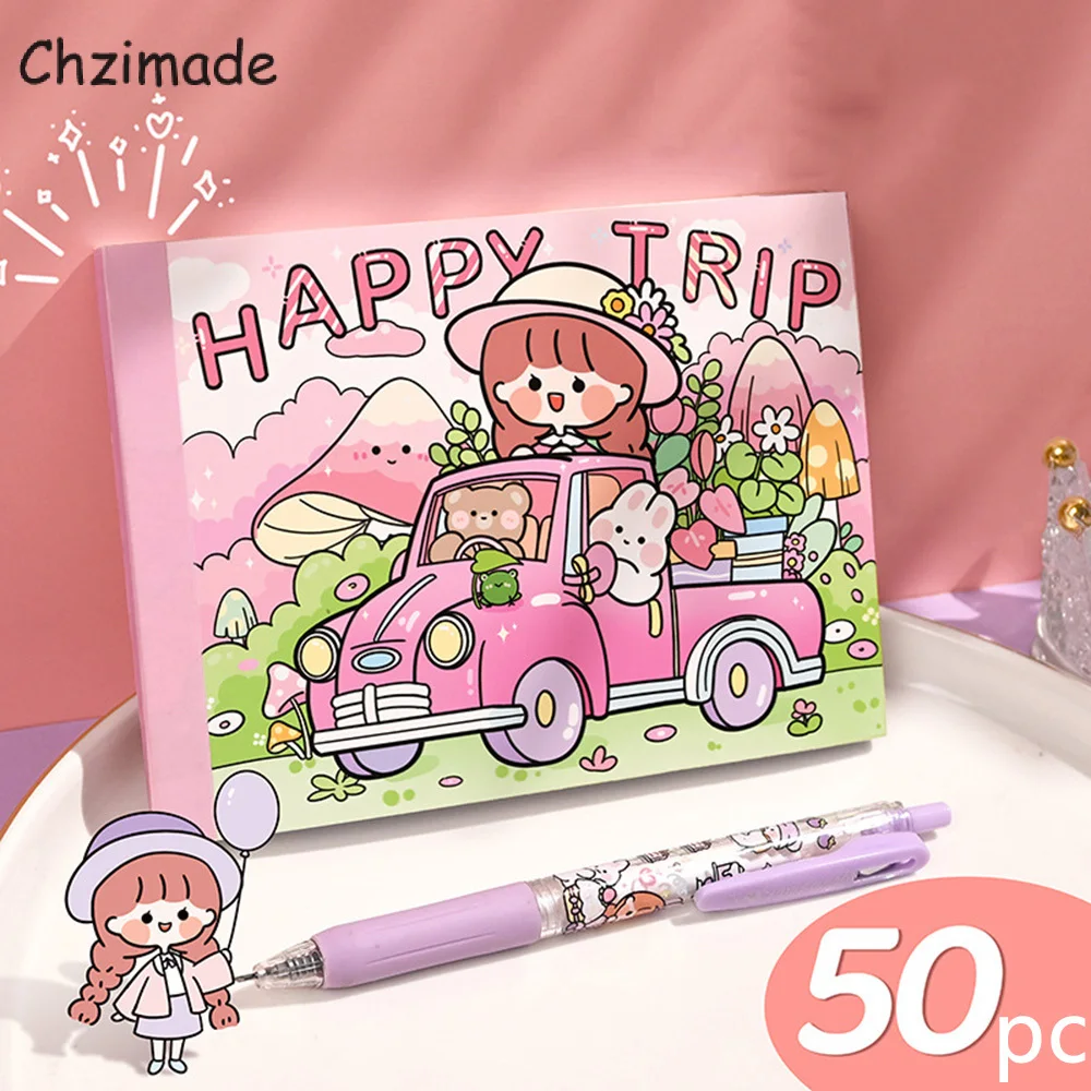 

Chzimade 50Pcs/lot Happy Trip Paper Stickers 15X11CM For Scrapbooking Happy Planner DIY Crafts Card Making Paper Decoration