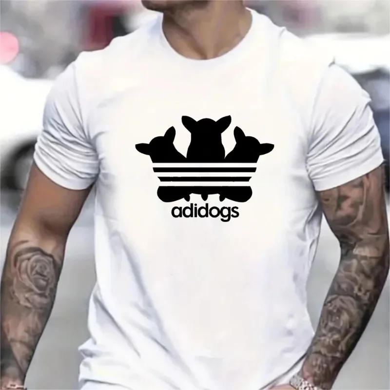 Men T Shirt Slim Shirt Adidachs Tshirts Fashion Adidog Printed T-shirt Unique Hipster Streetwear Funny Casual Camisetas Hombre