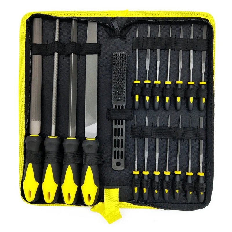 

19Pcs Metal Steel File Grinding Tool With Flat File, Semi-Circular File, Circular File, Triangular File And Needle File.